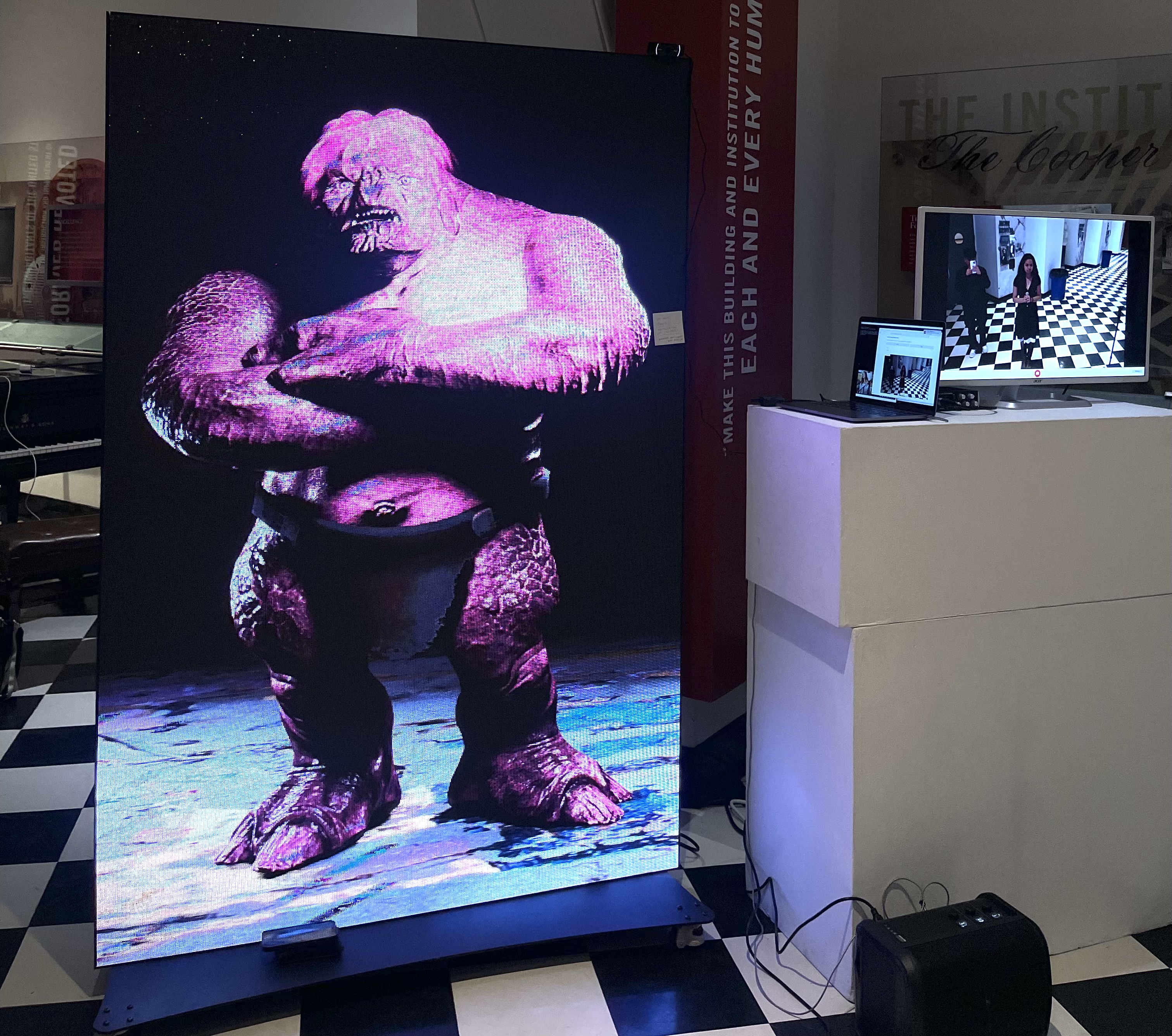 Agnus displayed on the LED wall at the exhibition